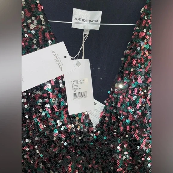 New Antik Batik Lazer Lace-up Sequin Tulle Mini Dress 🪩 SZ 6 NWT! - Picture 10 of 16